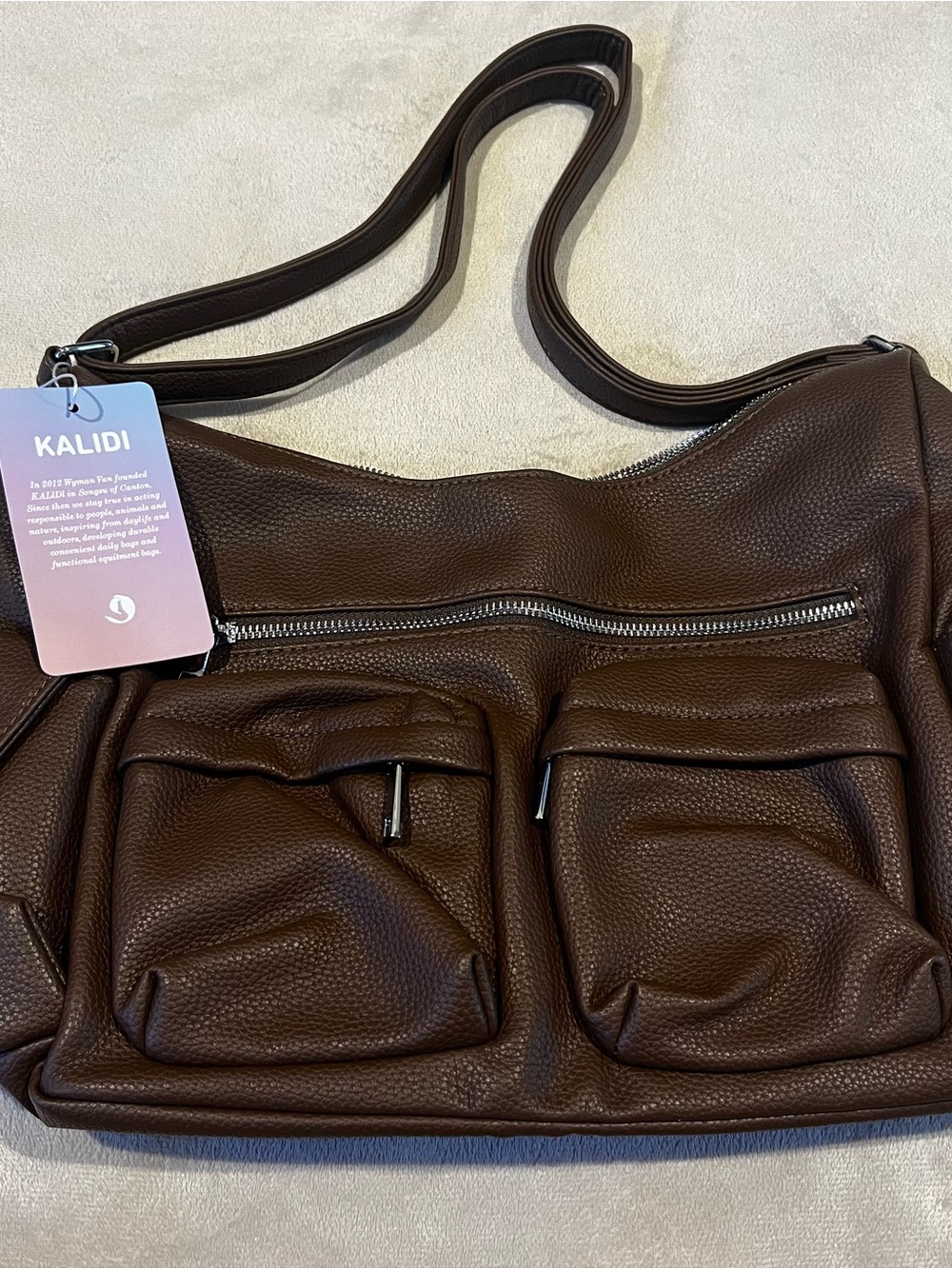KALIDI Y2K Shoulder Bag Casual Hobo Vintage Punk Vegan Leather Purse, Brown
